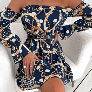 New🎀 Chain Print Dress Without Belt